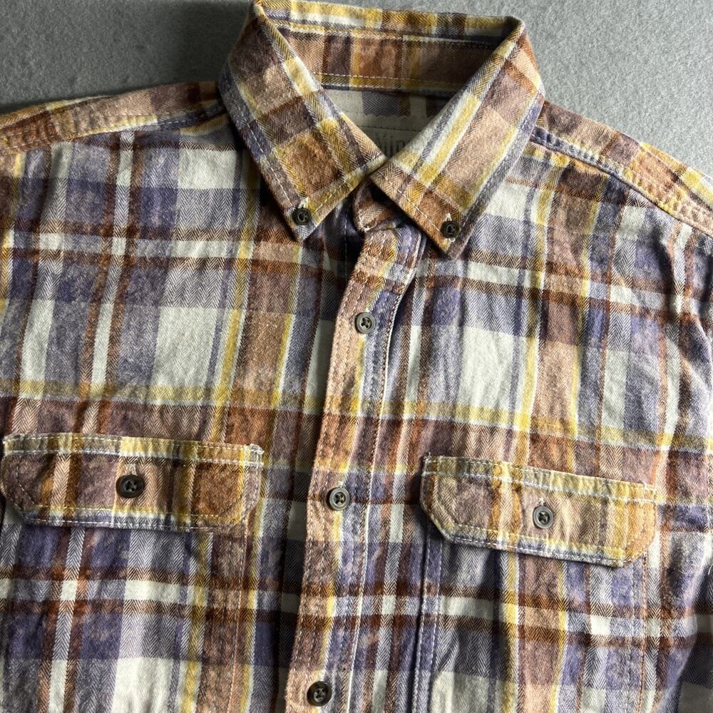 Angry Minnow Vintage Plaid Shirt Womens Small Flare Sleeve Splatter Design